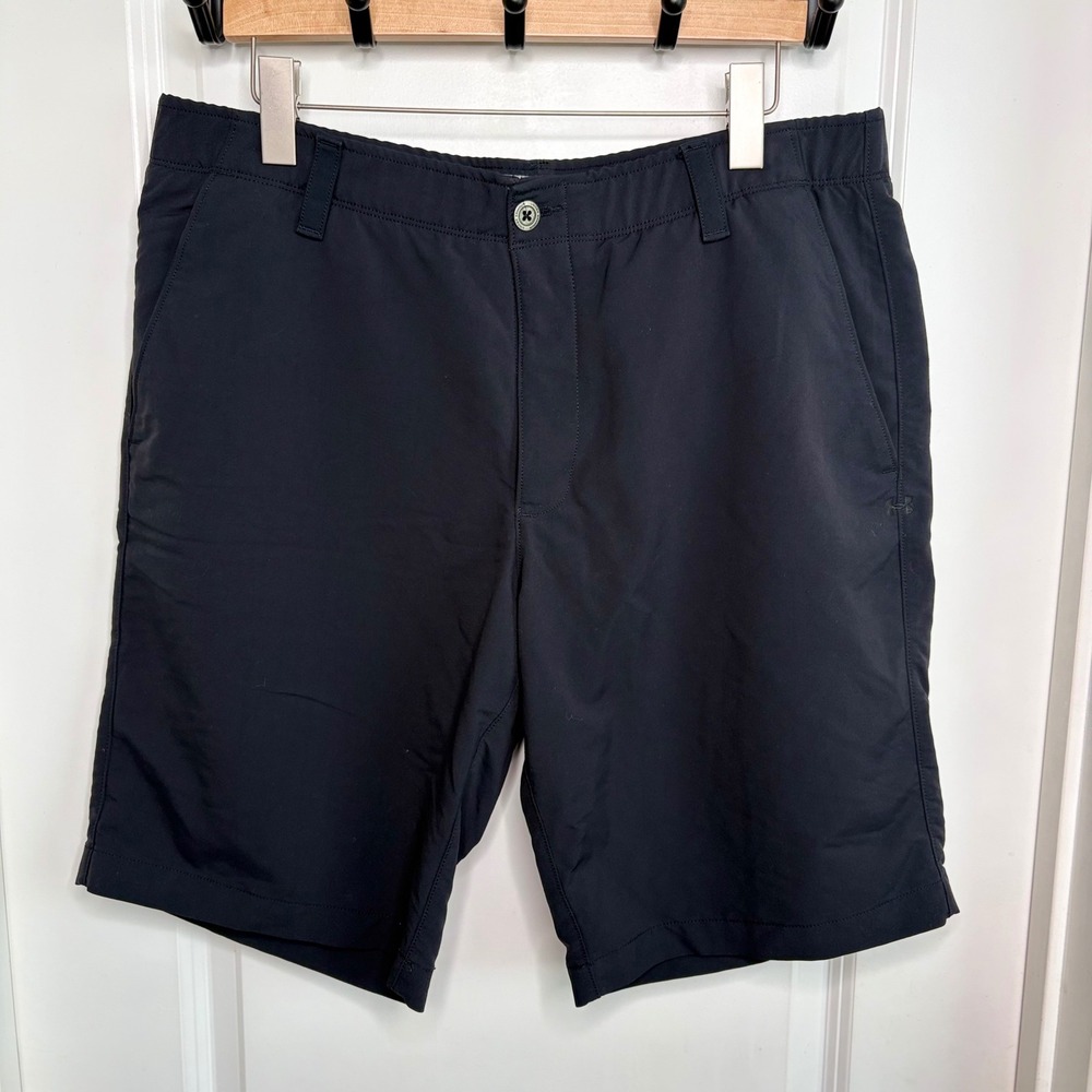 Under Armour Mens HeatGear Golf Shorts Black Loose Fit Sz 38 Active Performance